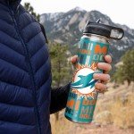 Rico Industries NFL Football Miami Dolphins 22oz Stainless Steel Tumbler with Lid - Great For Coffee, Tea, Water or Cocktails