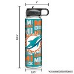 Rico Industries NFL Football Miami Dolphins 22oz Stainless Steel Tumbler with Lid - Great For Coffee, Tea, Water or Cocktails
