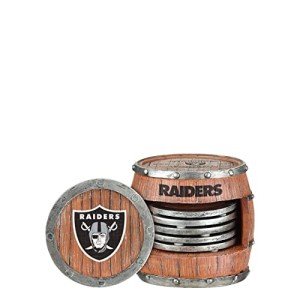 FOCO Las Vegas Raiders NFL 5 Pack Barrel Coaster Set