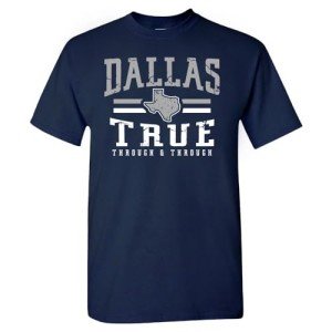 Vintage Dallas Men's Tshirt for Football Fans (Navy T-Shirt, L)