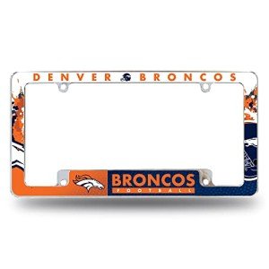 Rico Industries NFL Denver Broncos Primary 12" x 6" Chrome All Over Automotive License Plate Frame for Car/Truck/SUV