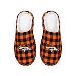 FOCO Men's NFL Denver Broncos Sherpa Lined Buffalo Check Memory Foam Slippers, Small (7-8)