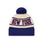 FOCO New York Giants NFL Retro Team Logo Heritage Stripe Pom Beanie Hat, Cream