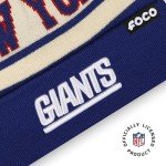 FOCO New York Giants NFL Retro Team Logo Heritage Stripe Pom Beanie Hat, Cream