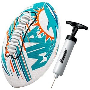 Franklin Sports NFL Miami Dolphins Football - Youth Mini Football - 8.5" Junior Size Ball - SPACELACE Easy Grip Texture- Perfect for Kids