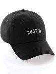 Daxton USA Cities Baseball Dad Hat Cap Cotton Unstructure Low Profile Strapback - Austin Black White