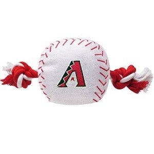 MLB ARIZONA DIAMONDBACKS Baseball Rope Toy for DOGS & CATS. Tough nylon, Sporty Baseball Design, Heavy-duty ropes with Inner SQUEAKER
