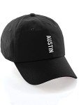 Daxton Vertical USA Cities Baseball Dad Hat Unstructure Low Profile Strapback,Austin,Black Hat