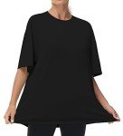 THE GYM PEOPLE Women's Casual Oversized T-Shirts Summer Crewneck Short Sleeve Workout Basic Tee Tops Black