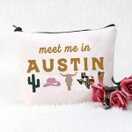 POFULL Austin Gifts Austin Texas Bachelorette Party Makeup Bag meet me in AUSTIN Travel Cosmetic Pouch (AUSTIN bag)