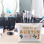 POFULL Austin Gifts Austin Texas Bachelorette Party Makeup Bag meet me in AUSTIN Travel Cosmetic Pouch (AUSTIN bag)