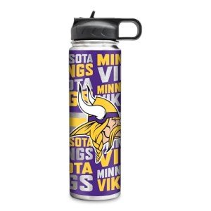 Rico Industries NFL Football Minnesota Vikings 22oz Stainless Steel Tumbler with Lid - Great For Coffee, Tea, Water or Cocktails