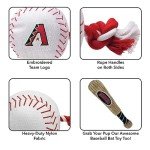 MLB ARIZONA DIAMONDBACKS Baseball Rope Toy for DOGS & CATS. Tough nylon, Sporty Baseball Design, Heavy-duty ropes with Inner SQUEAKER