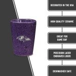 Rico Industries NFL Football Baltimore Ravens 2oz Ceramic Shot Glass for Fans, Laser Engraved In Team Color Single Shot Glass