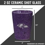 Rico Industries NFL Football Baltimore Ravens 2oz Ceramic Shot Glass for Fans, Laser Engraved In Team Color Single Shot Glass
