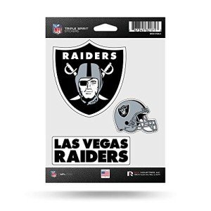 Rico Industries NFL Las Vegas Raiders Die Cut 3-Piece Triple Spirit Sticker Sheet, 5 x 7-"