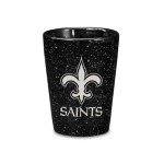 Rico Industries NFL Football New Orleans Saints 2oz Ceramic Shot Glass for Fans, Laser Engraved in Team Color Single Shot Glass