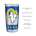 Rico Industries NFL Football Los Angeles Rams 20oz Stainless Steel Tumbler with Lid - Great For Coffee, Tea, Water or Cocktails