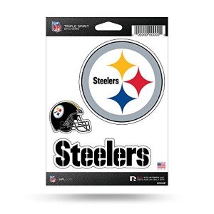 Rico Industries NFL Die Cut Triple Spirit Sticker Sheet, Pittsburgh Steelers , 5 x 7', One Size, 3-Piece