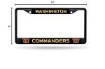 Rico Industries NFL Football Washington Commanders Primary Black Chrome Frame with Plastic Inserts 12" x 6" Car/Truck Auto Accessory