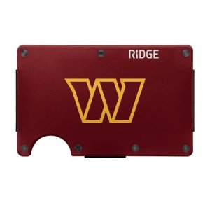 The Ridge NFL Wallet - Washington Commanders - Slim Wallet, Card Holder, Carry up to 12 Cards RFID Safe, Blocks Chip Readers, Minimalist Wallet With Cash Strap & Extra Money Clip