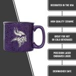 Rico Industries NFL Football Minnesota Vikings Speckle 12oz Laser Engraved Campfire Mug