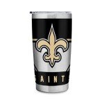 Rico Industries NFL Football New Orleans Saints 20oz Stainless Steel Tumbler with Lid - Great For Coffee, Tea, Water or Cocktails