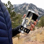 Rico Industries NFL Football New Orleans Saints 20oz Stainless Steel Tumbler with Lid - Great For Coffee, Tea, Water or Cocktails