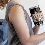 Rico Industries NFL Football New Orleans Saints 20oz Stainless Steel Tumbler with Lid - Great For Coffee, Tea, Water or Cocktails