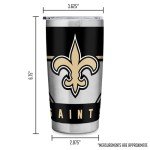 Rico Industries NFL Football New Orleans Saints 20oz Stainless Steel Tumbler with Lid - Great For Coffee, Tea, Water or Cocktails
