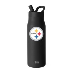 Simple Modern Officially Licensed NFL Pittsburgh Steelers Water Bottle with Straw Lid | Leak Proof Insulated Stainless Steel Travel Thermos | Gifts for Men Women| Mesa Collection | Pittsburgh Steelers