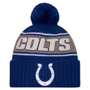 New Era Unisex-Adult NFL Official Sideline Team Logo Sherpa Striped Pom Beanie Cold Weather Knit Hat (Indianapolis Colts - Blue)