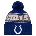 New Era Unisex-Adult NFL Official Sideline Team Logo Sherpa Striped Pom Beanie Cold Weather Knit Hat (Indianapolis Colts - Blue)