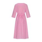 Ceboyel Women Bohemian Cotton Linen Dresses 3/4 Sleeve Maxi Long Dress Plain Classic Dresses Trendy Boho Dresses with Belt Vacation Outfits for Women Tropical Lounge Sexy Pink 2X