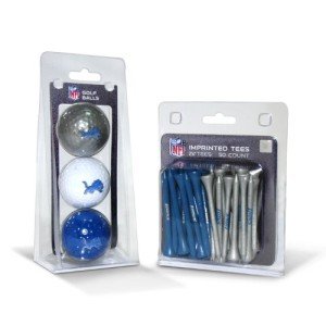 Team Golf NFL Detroit Lions 3 Golf Balls And 50 Golf Tees Logo Imprinted Golf Balls (3 Count) & 2-3/4" Regulation Golf Tees (50 Count), Multi Colored