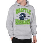 Junk Food Clothing x NFL - Seattle Seahawks - Team Helmet - Unisex Adult Pullover Fleece Hoodie for Men and Women - Size X-Large