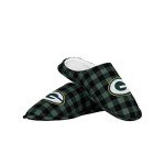 FOCO Men's NFL Green Bay Packers Sherpa Lined Buffalo Check Memory Foam Slippers, Medium (9-10)