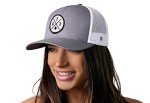 HAKA Austin Hat – ATX Trucker Hat for Men & Women, Adjustable Baseball Cap, Mesh Snapback, Outdoor Golf Hat - Gray & White