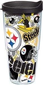 Tervis Made in USA Double Walled NFL® Pittsburgh Steelers Insulated Tumbler Cup Keeps Drinks Cold & Hot, 24oz, All Over