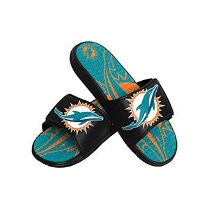 FOCO Miami Dolphins NFL Mens Colorblock Big Logo Gel Slides - M