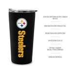 Rico Industries NFL Football Pittsburgh Steelers 18oz Soft Touch, Easy Grip Tumbler