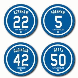 Dodger Gifts for Men, Non Dodger Coasters for Drinks, Los Angeles LA Baseball Ceramic Coasters Set of 4, for Dodger Man Cave Home Decor