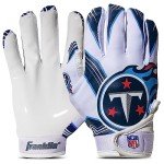 Franklin Sports Tennessee Titans Youth NFL Football Receiver Gloves - Receiver Gloves for Kids - NFL Team Logos and Silicone Palm - Youth S/XS Pair