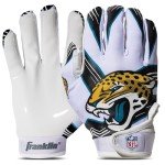Franklin Sports Jacksonville Jaguars Youth NFL Football Receiver Gloves - Receiver Gloves for Kids - NFL Team Logos and Silicone Palm - Youth S/XS Pair