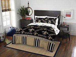 Northwest NFL New Orleans Saints Unisex-Adult Bed in a Bag Set, Queen, Rotary, 7 Piece Set