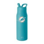 Simple Modern Officially Licensed NFL Miami Dolphins Water Bottle with Straw Lid | Leak Proof Insulated Stainless Steel Travel Thermos | Gifts for Men Women| Mesa Collection | Miami Dolphins
