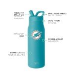 Simple Modern Officially Licensed NFL Miami Dolphins Water Bottle with Straw Lid | Leak Proof Insulated Stainless Steel Travel Thermos | Gifts for Men Women| Mesa Collection | Miami Dolphins
