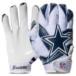 Franklin Sports Dallas Cowboys Youth NFL Football Receiver Gloves - Receiver Gloves For Kids - NFL Team Logos and Silicone Palm - Youth S/XS Pair