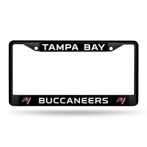 Rico Industries NFL Football Tampa Bay Buccaneers Black Chrome Frame with Plastic Inserts 12" x 6" Car/Truck Auto Accessory
