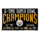 WinCraft Pittsburgh Steelers 6X and 6 Time Super Bowl Champions Flag Outdoor Indoor 3x5 Foot Banner